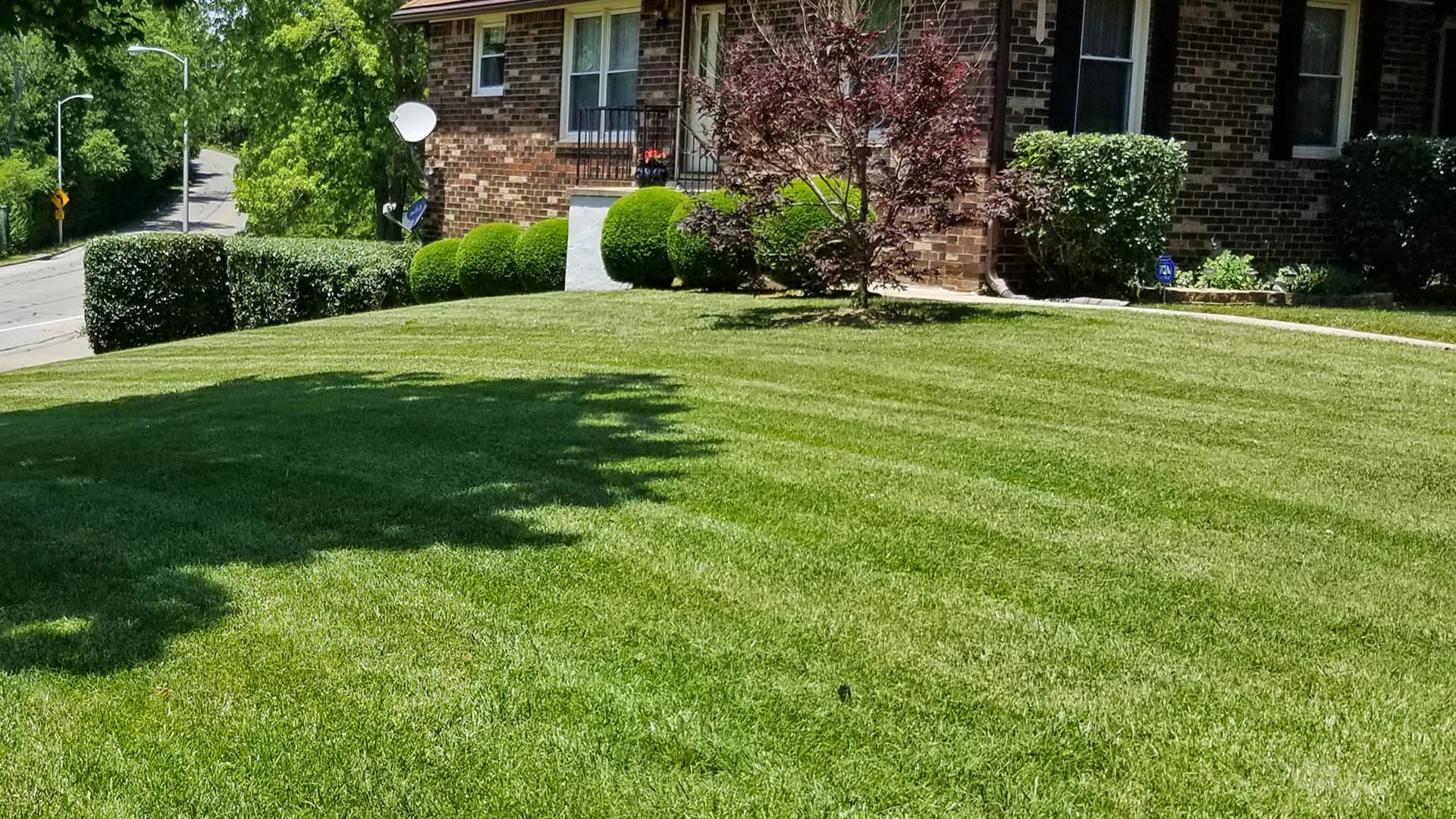 Home with ongoing lawn mowing and maintenance by Allen's Lawn Service in Lexington, KY.